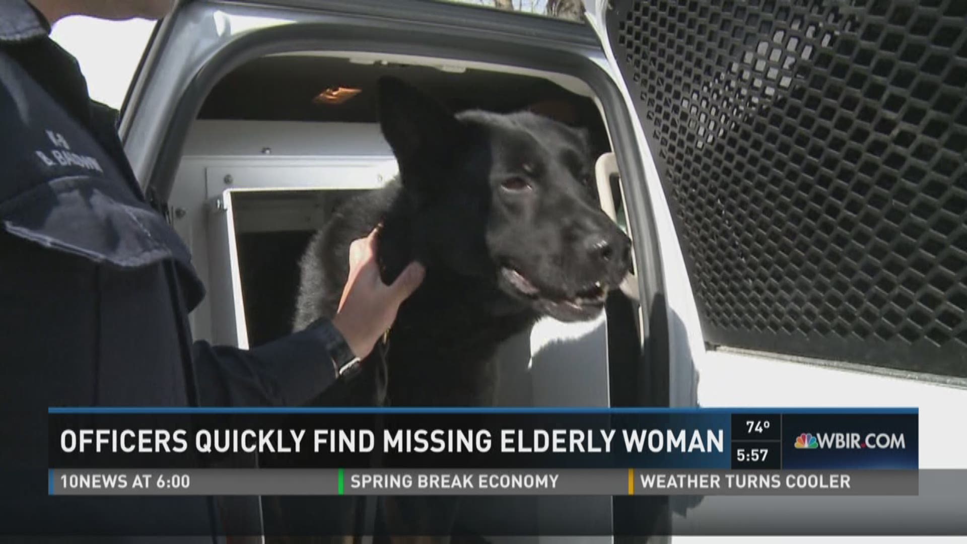 The 82-year-old woman walked away from her home into a wooded area. A Knoxville Police Dept. K9 team was able to track her down pretty quickly.