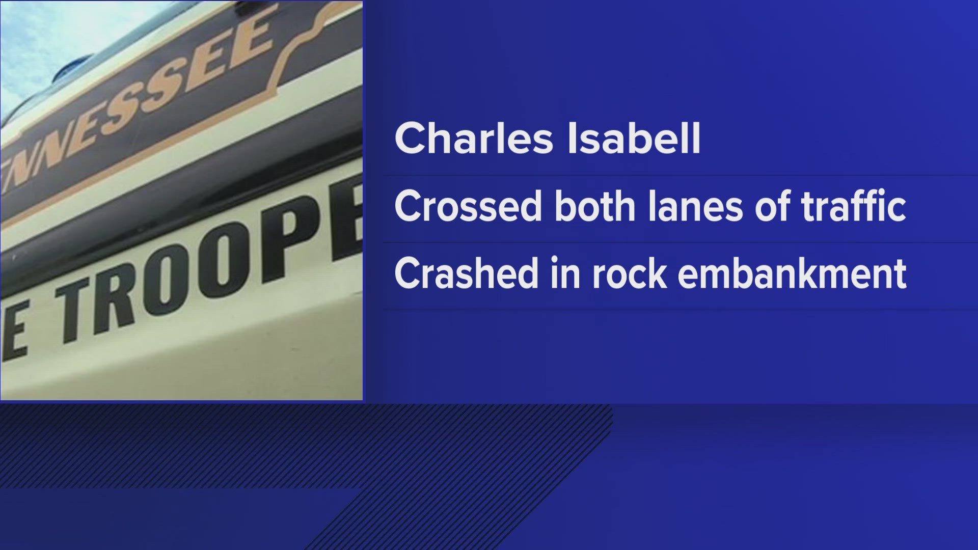 According to THP, the crash happened Friday afternoon. Charles Isabell was driving a tractor-trailer on I-40 East when he went off the road.