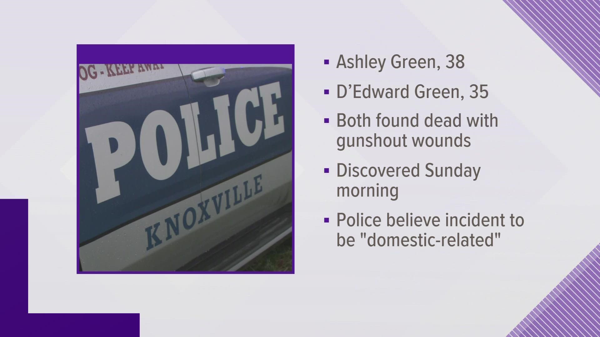 Police identified the victims as 38-year-old Ashley Green and 35-year-old D'Edward Green, both from Knoxville.