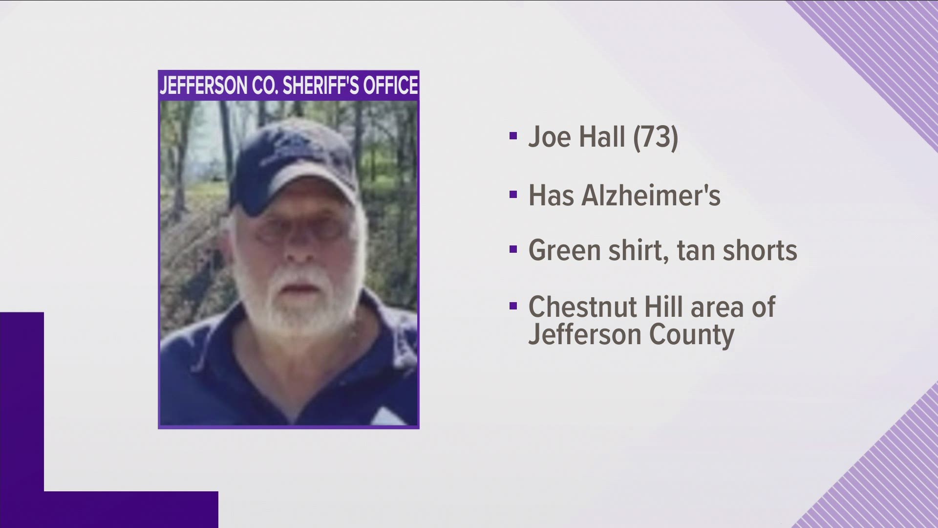 The TBI issued a Silver Alert for a missing man last seen in Jefferson County