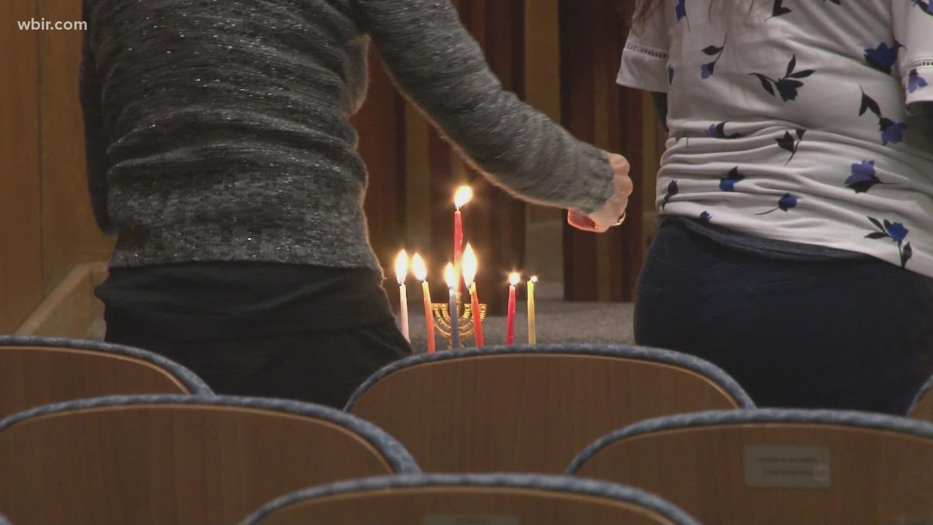 Hanukkah will last until December 6 and on Friday, families gathered at Temple Beth El for Shabbat, the Jewish day of rest.