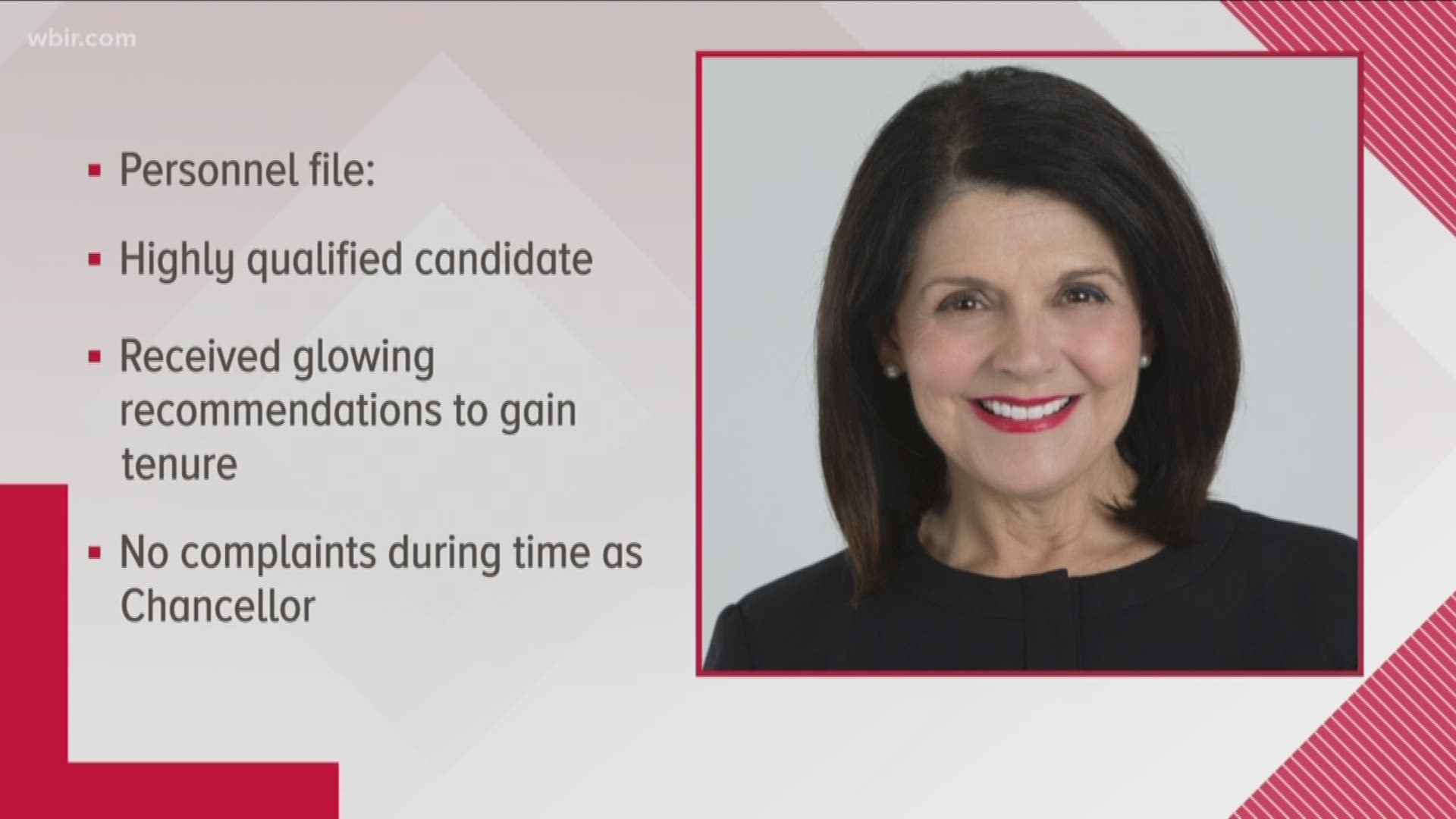 May 3, 2018: Personnel files for fired UT Chancellor Beverly Davenport paint a picture of a highly qualified candidate who received glowing recommendations from numerous people to gain tenure.