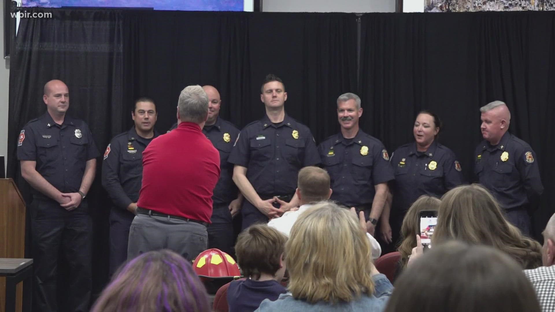 After a promotional ceremony Friday night, David Dyer became one of the Knoxville Fire Department's Master Firefighters.