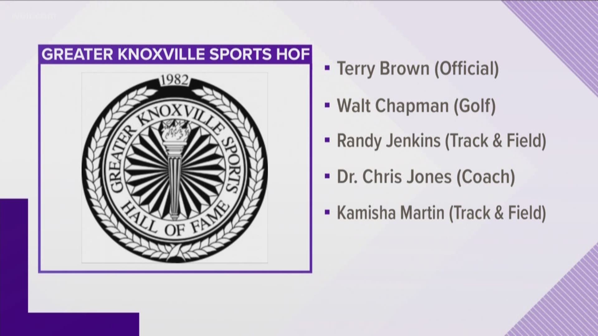 The Greater Knoxville Sports Hall of Fame announced will hold its 38th dinner and induction ceremony on July 25.