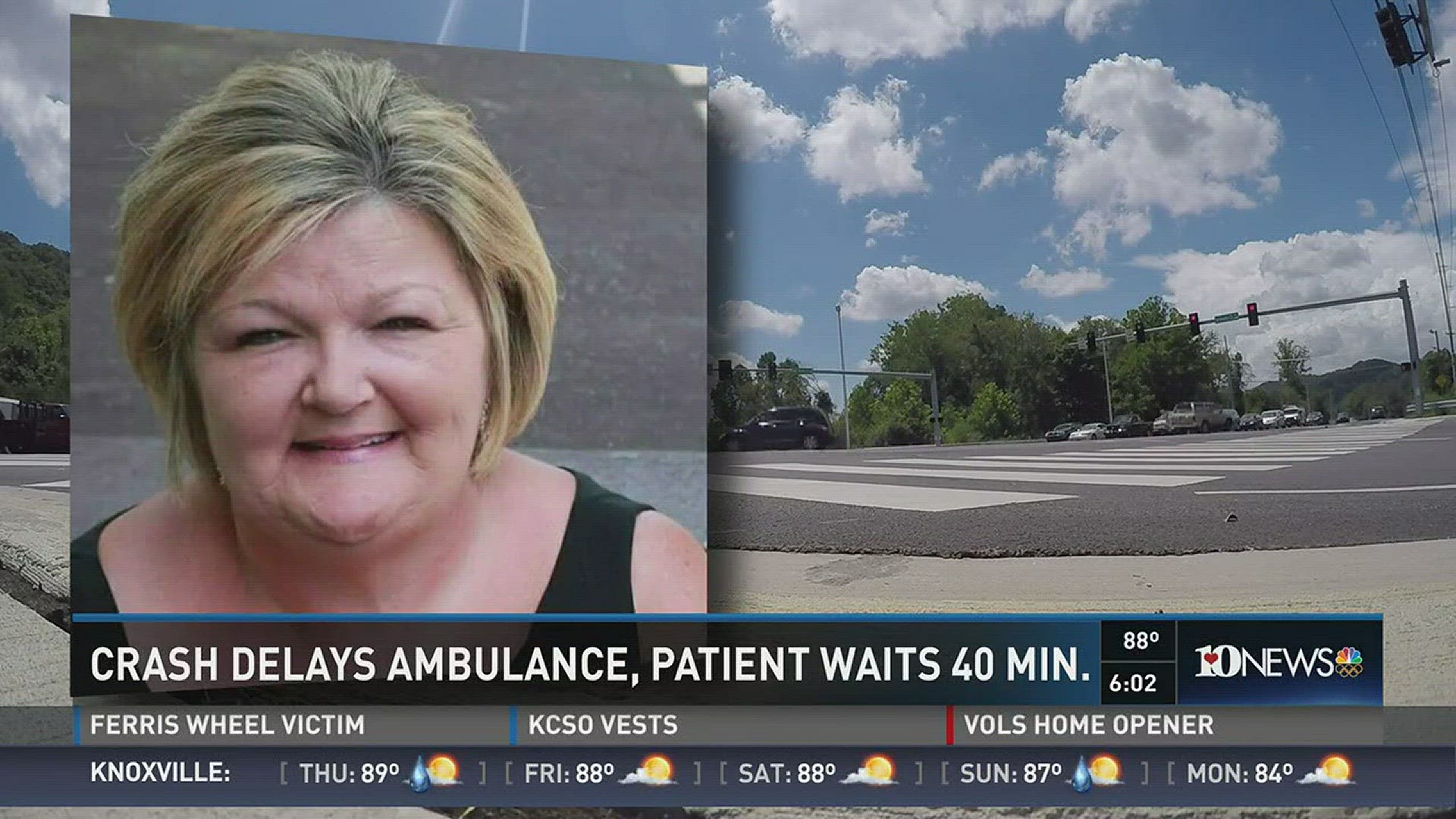 When a van crashed into an ambulance on Oak Ridge Highway, the woman who the ambulance was called for was forced to wait 40 minutes for treatment.