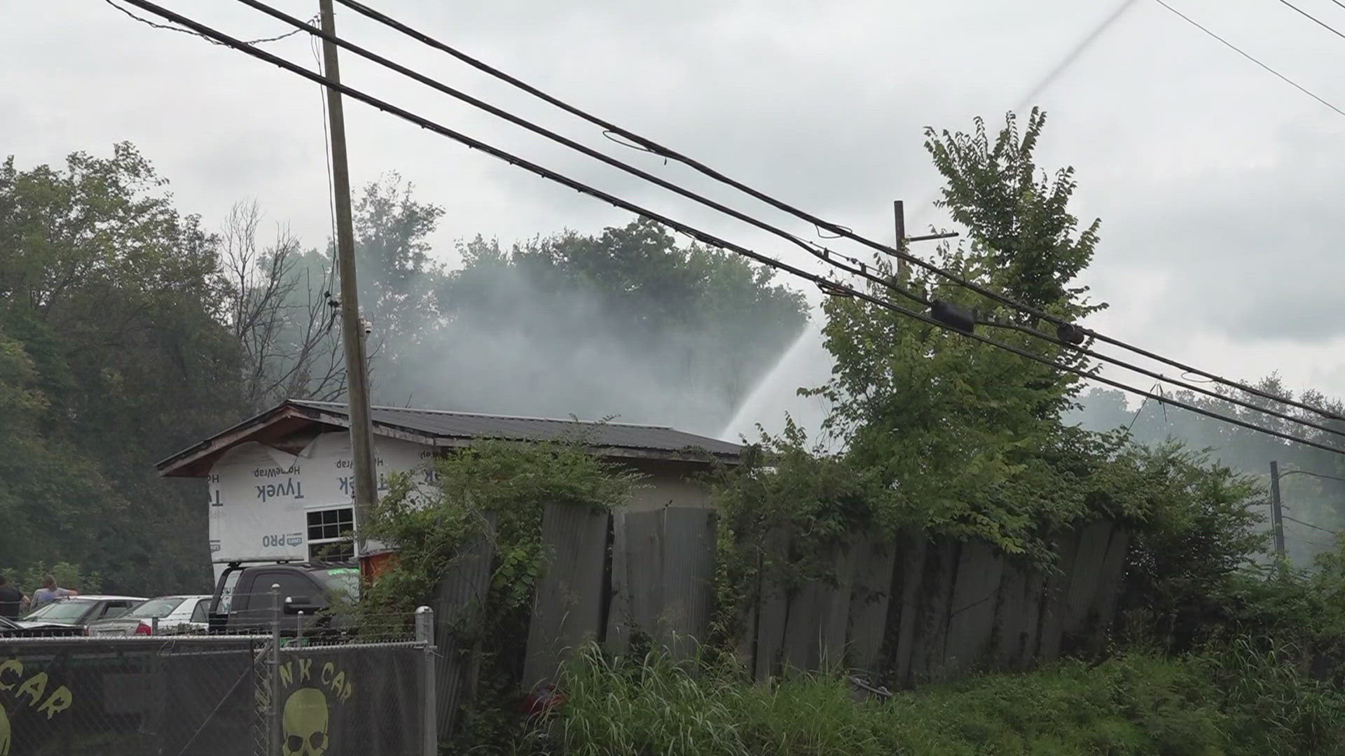 The large plume of smoke could be seen for miles. According to Rural Metro Fire chief told WBIR that the flames spread and 12 cars caught fire in the yard.