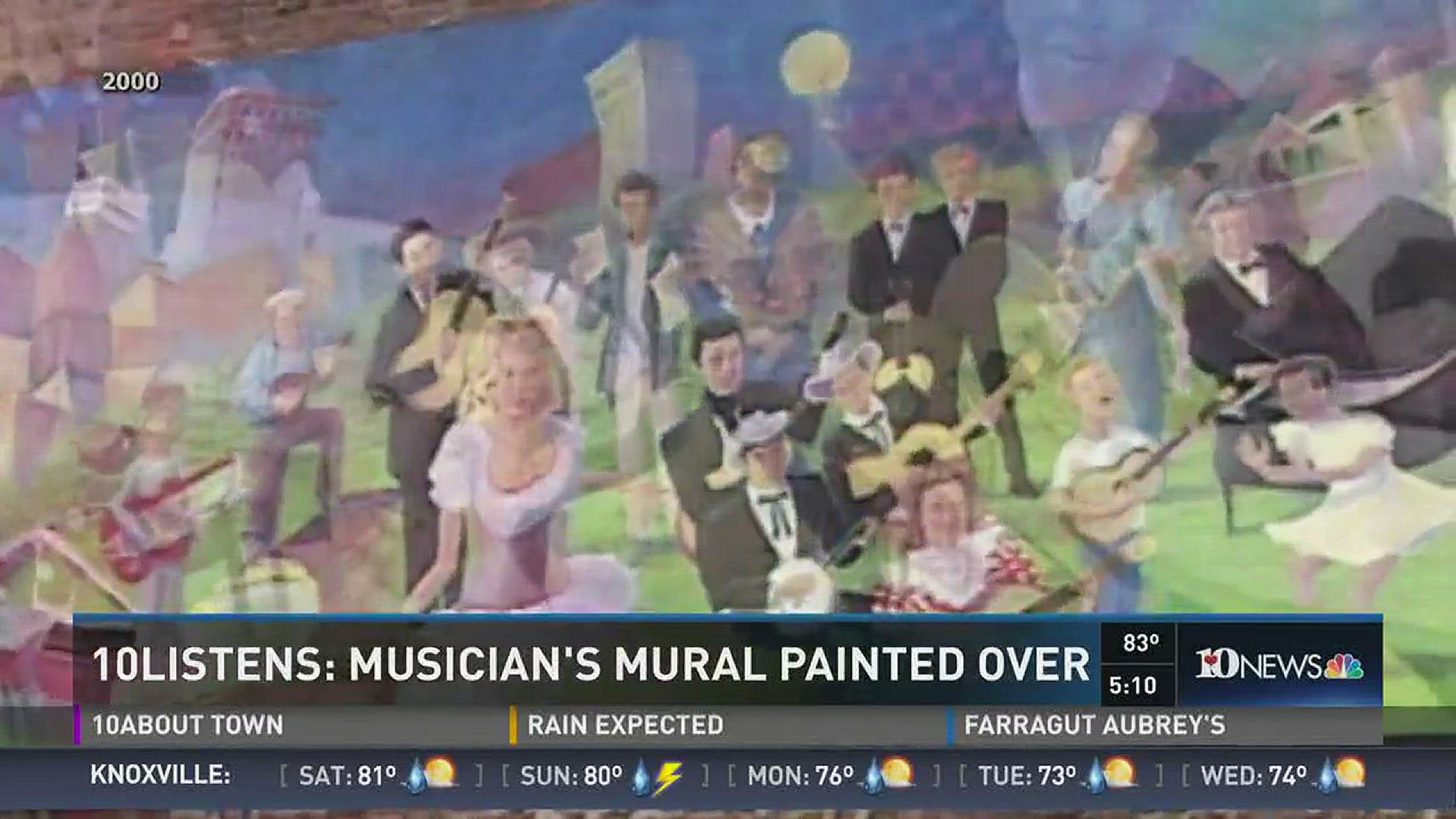 The musician's mural was painted on the side of a Jackson Avenue building, and featured big names in music, like Dolly Parton and Howard "Louie Bluie" Armstrong, It was painted more than 20 years ago. Now, it's been painted over.