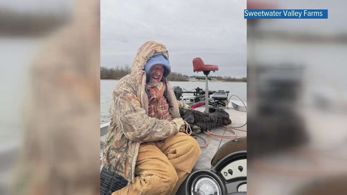 Farmer thanks rescue team who saved his calf after it fell into Tennessee River