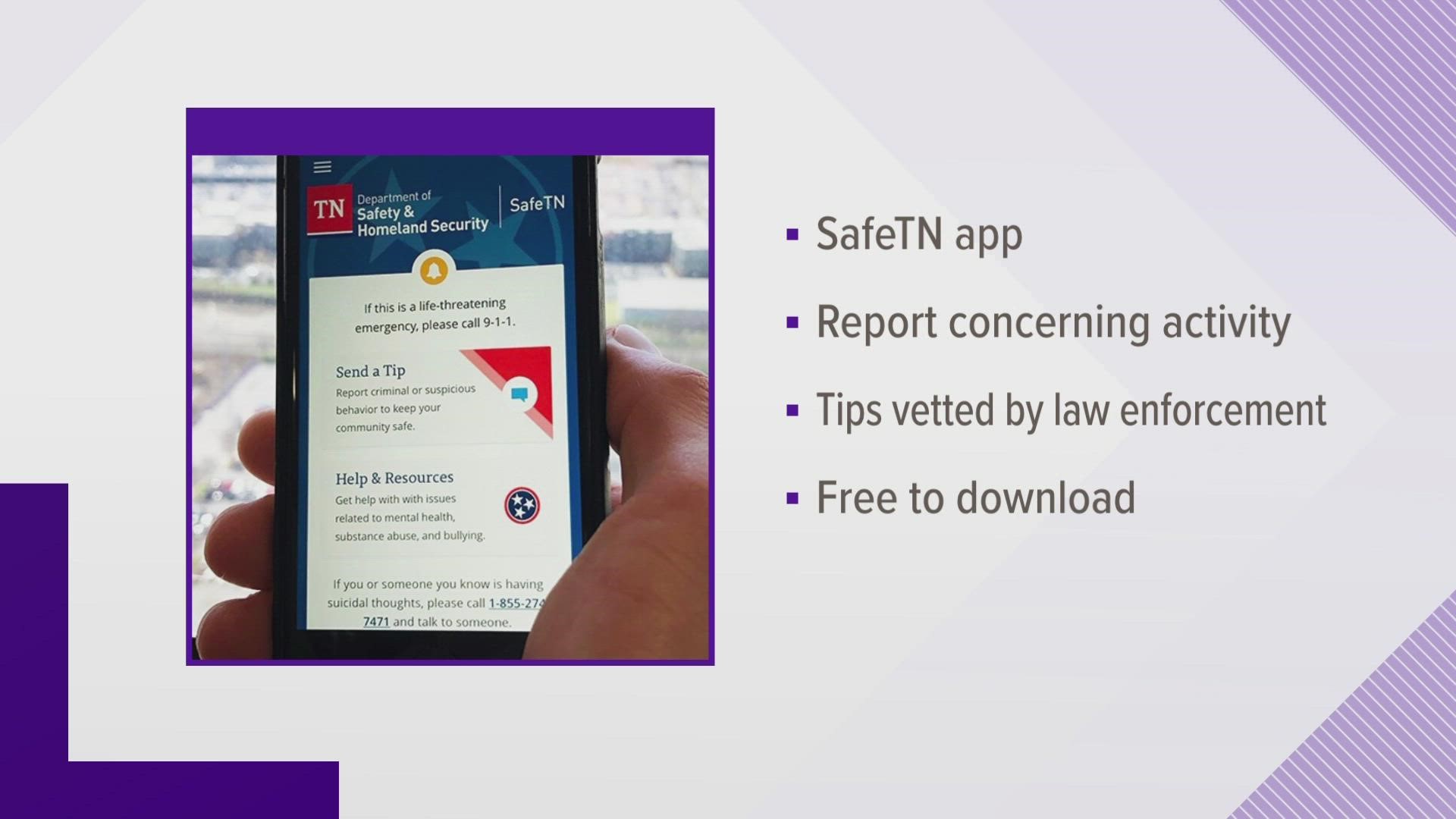 New safety measures are in place to help parents keep their children safe. Parents are asked to download the "Safe TN" app.