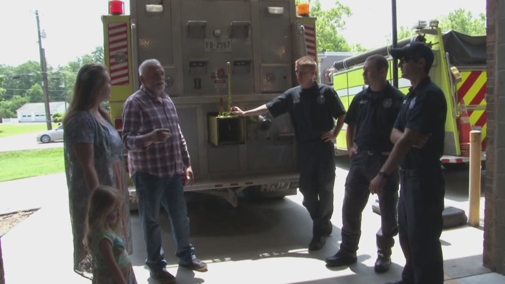 A Strawberry Plains man got to say thank you in person to the firefighters who saved his life.