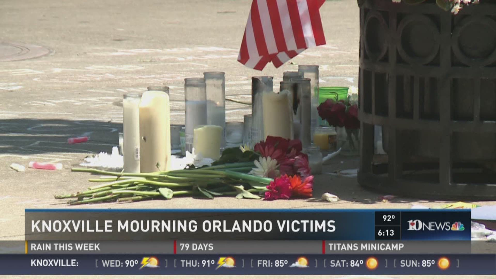 10News reporter Becca Habegger reports on the growing Knoxville memorial for the victims in the Orlando shooting (6/14/16)