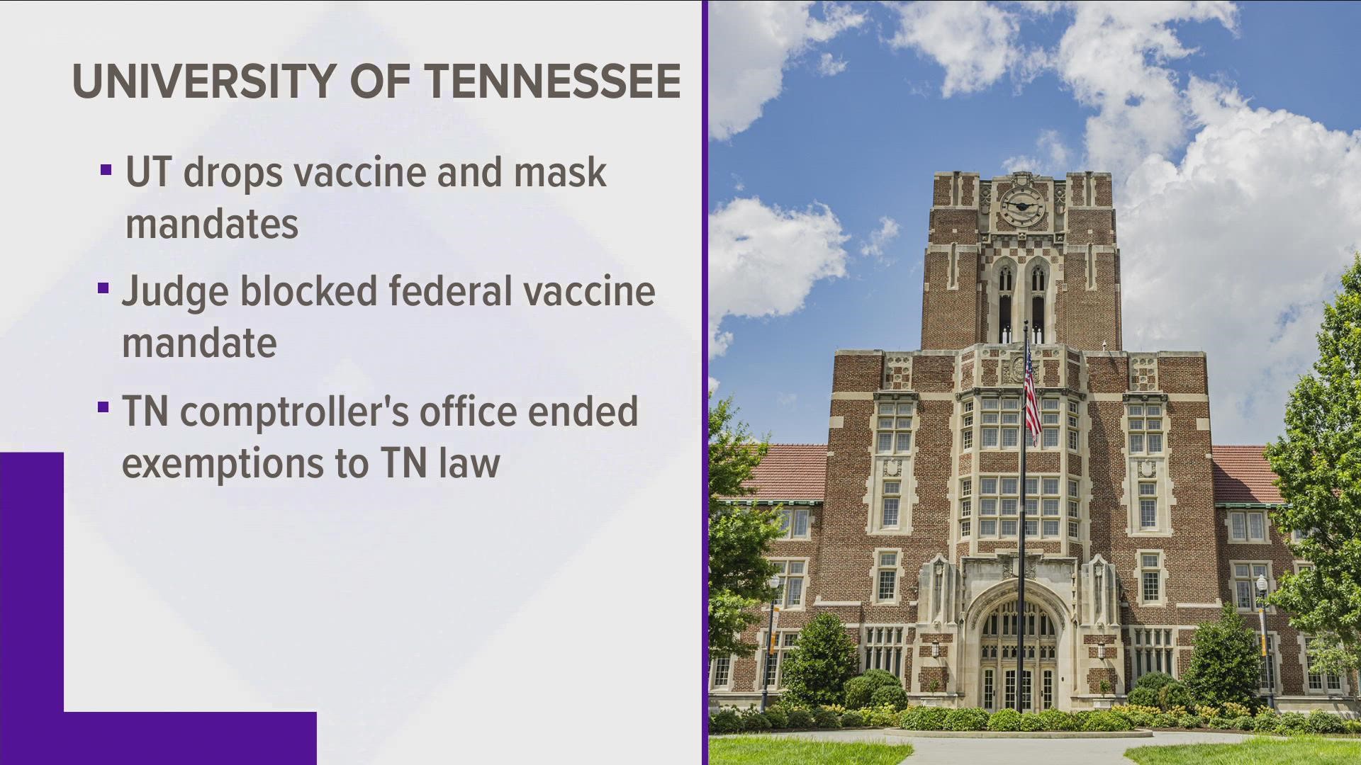 It comes after a Kentucky judge blocked the federal vaccine mandate in Tennessee, Kentucky and Ohio for federally funded contractors.