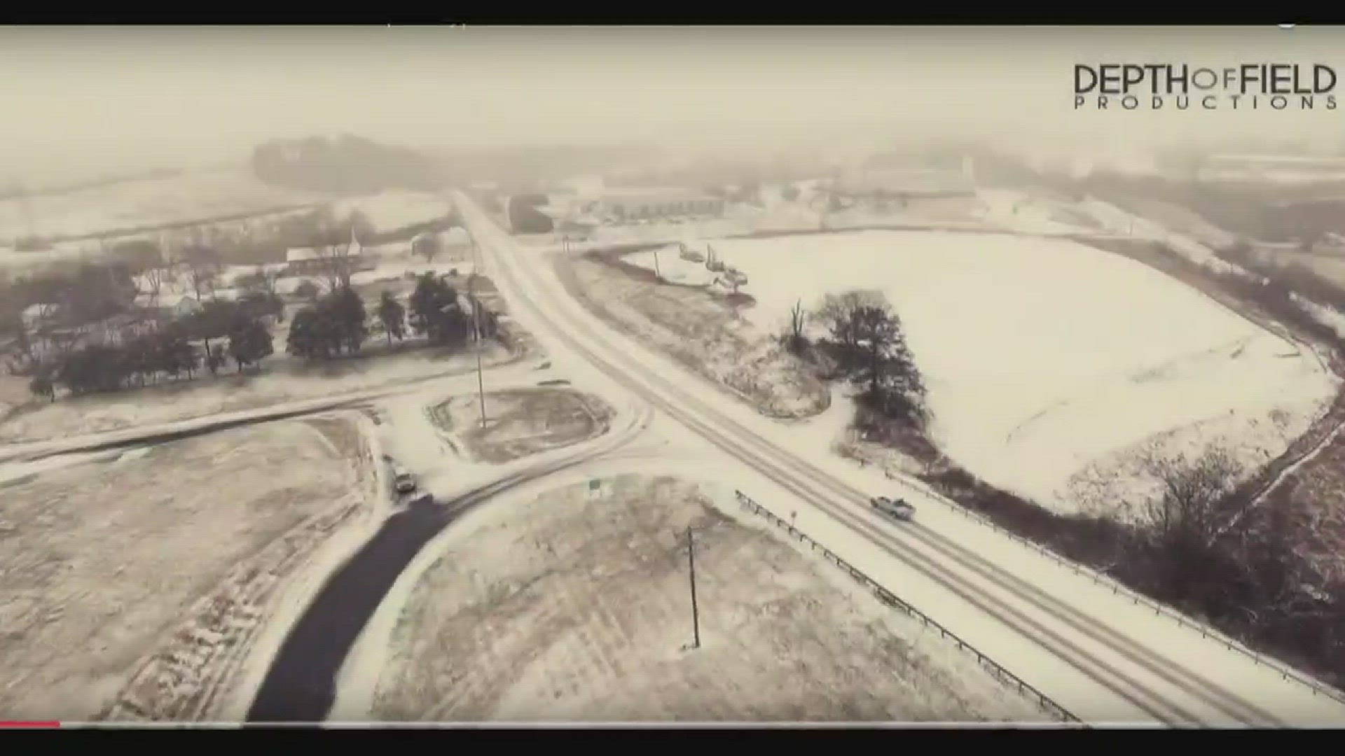 Jonathan Halley's drone captured images of Knoxville during Wednesday's snow storm.