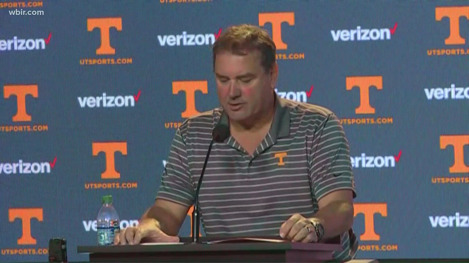 Brady Hoke gives his first conference as the Vols' interim head coach.
