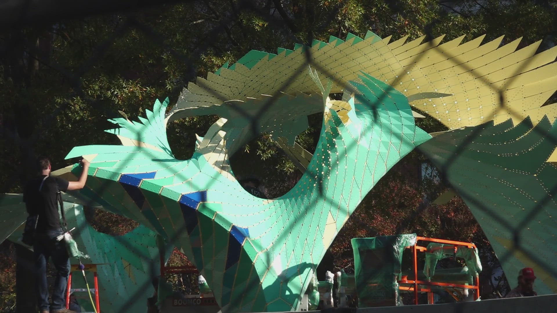 The canopy is among the final touches to the park, which is expected to be used for public events and concerts.