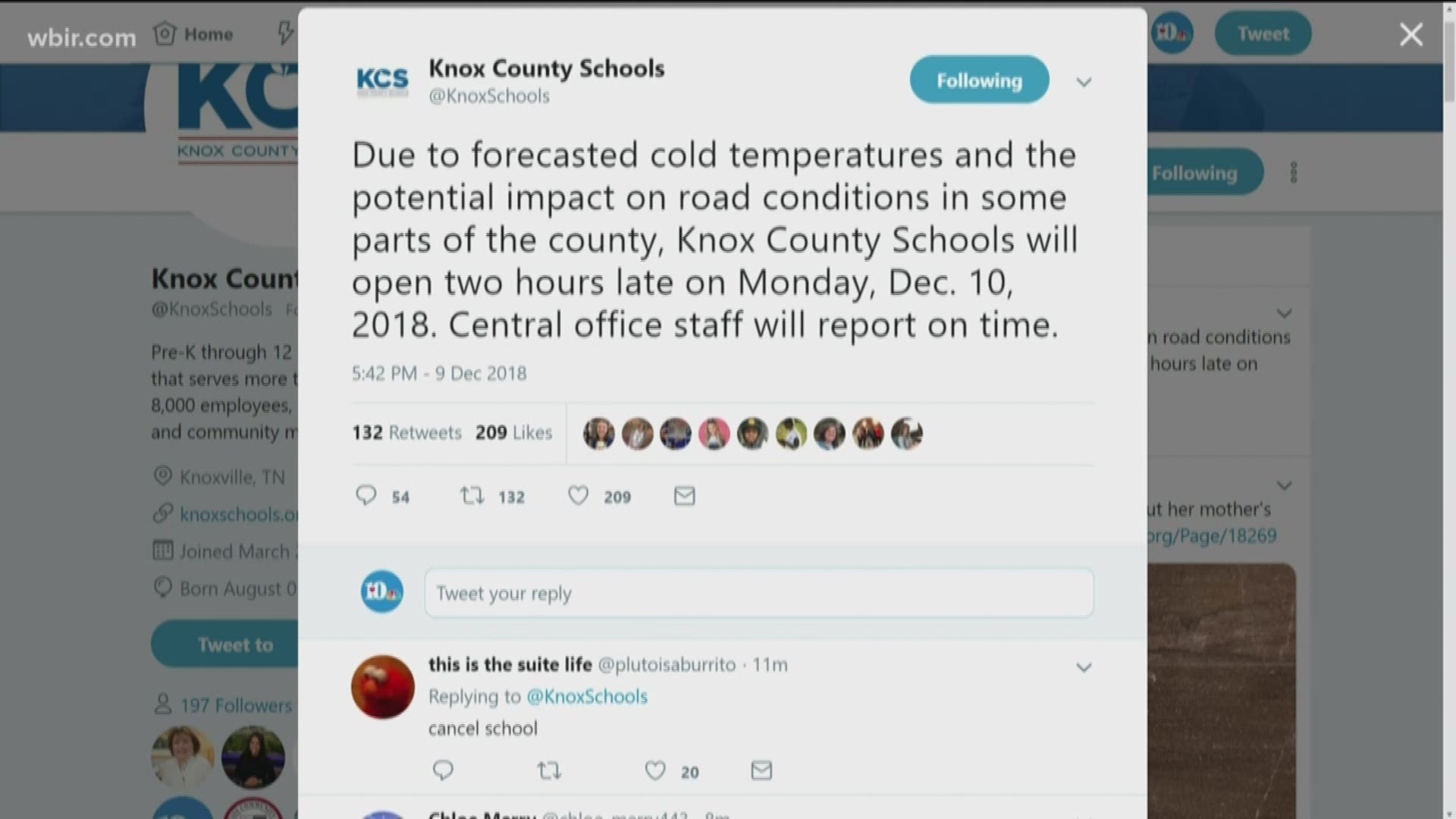 The school will have a two-hour for Monday, Dec. 10 2018.