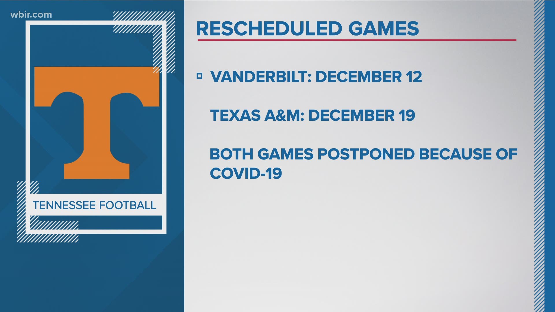 Tennessee Athletic Director Phillip Fulmer released when the Vols will make up their games against Texas A&M and Vanderbilt.