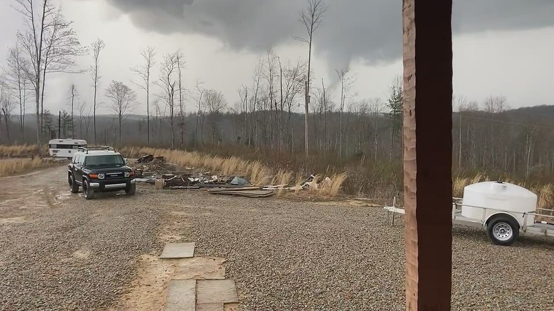 Funnel cloud in Sunbright, Tennessee on April 8, 2021