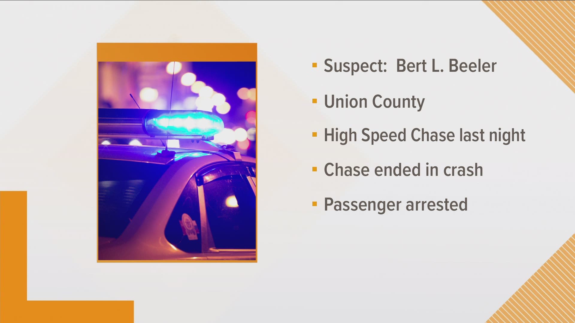 The driver, identified as Bert L. Beeler, 56, of Union County, continued driving recklessly, and go into oncoming traffic, police said.