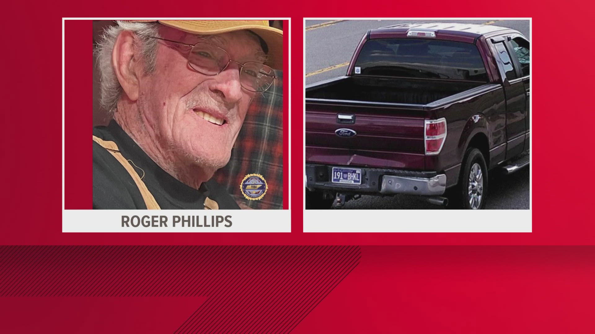 The TBI said Roger Phillips, Sr., was last seen on June 19 and could be wearing black jogging pants with a white stripe down the side and black shoes.