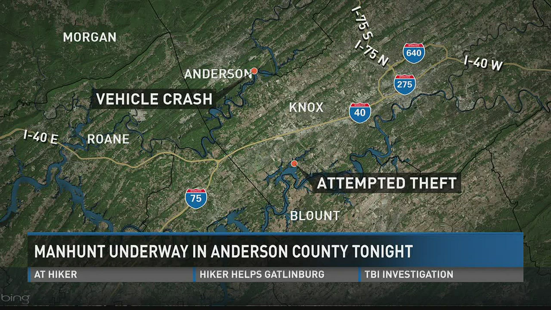 Authorities are looking for three to four people after they broke into a vehicle in Knox County, ran to Anderson County, and then tried to break into a home in the Claxton area.