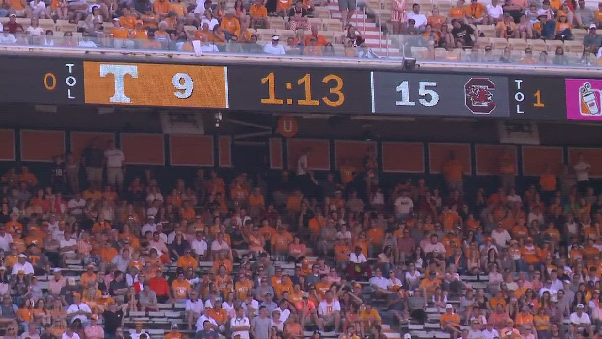 The final plays of the Tennessee game against South Carolina.