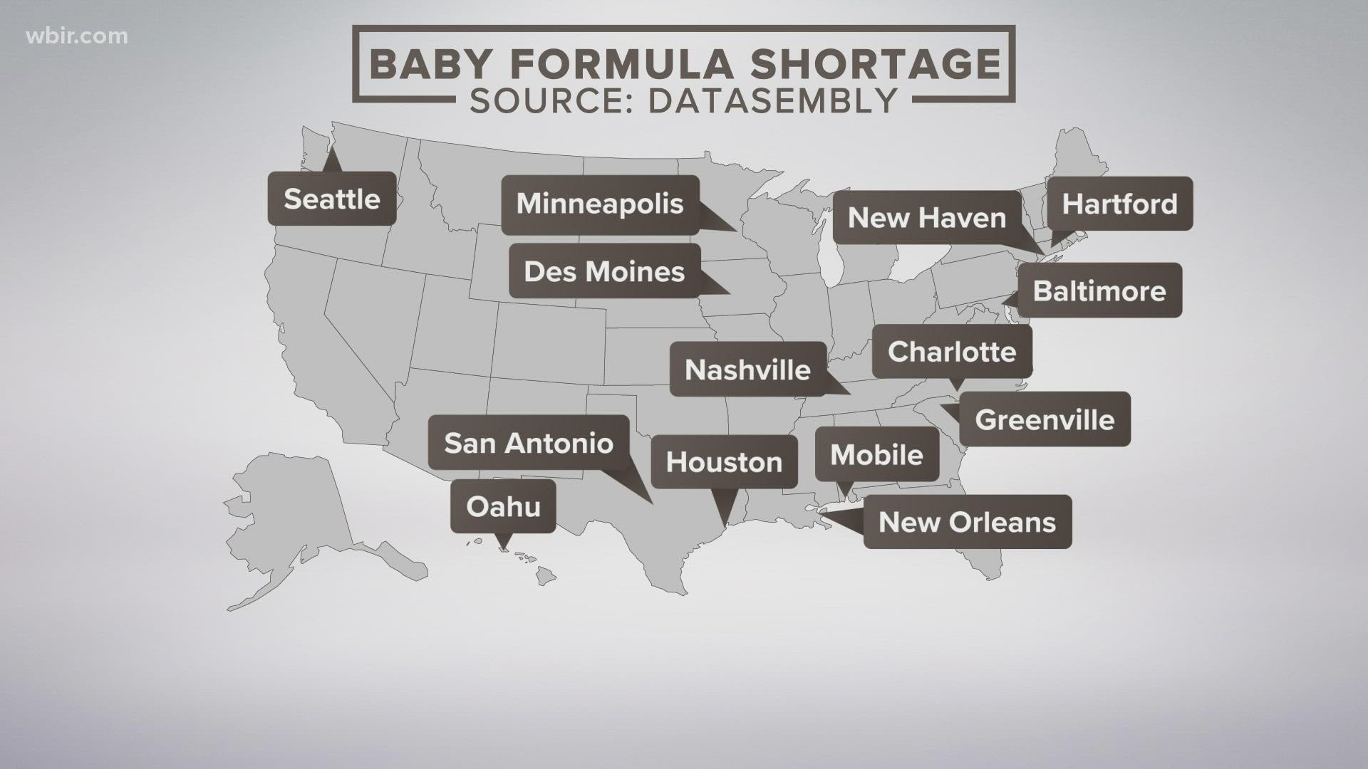 Data shows 40% of baby formula suppliers are out of stock across the country. Some states such as Tennessee are feeling the impact more than others.