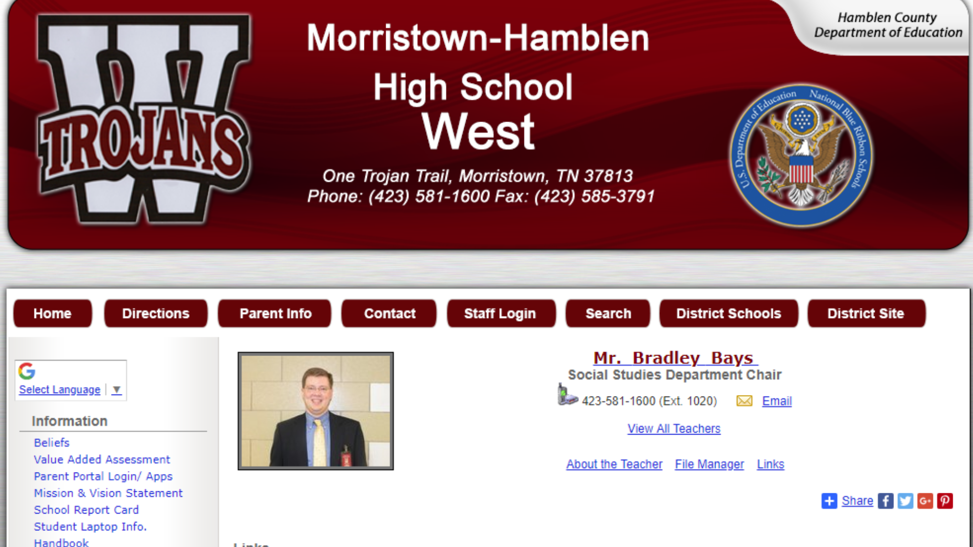 Morristown West teacher at center of inappropriate behavior