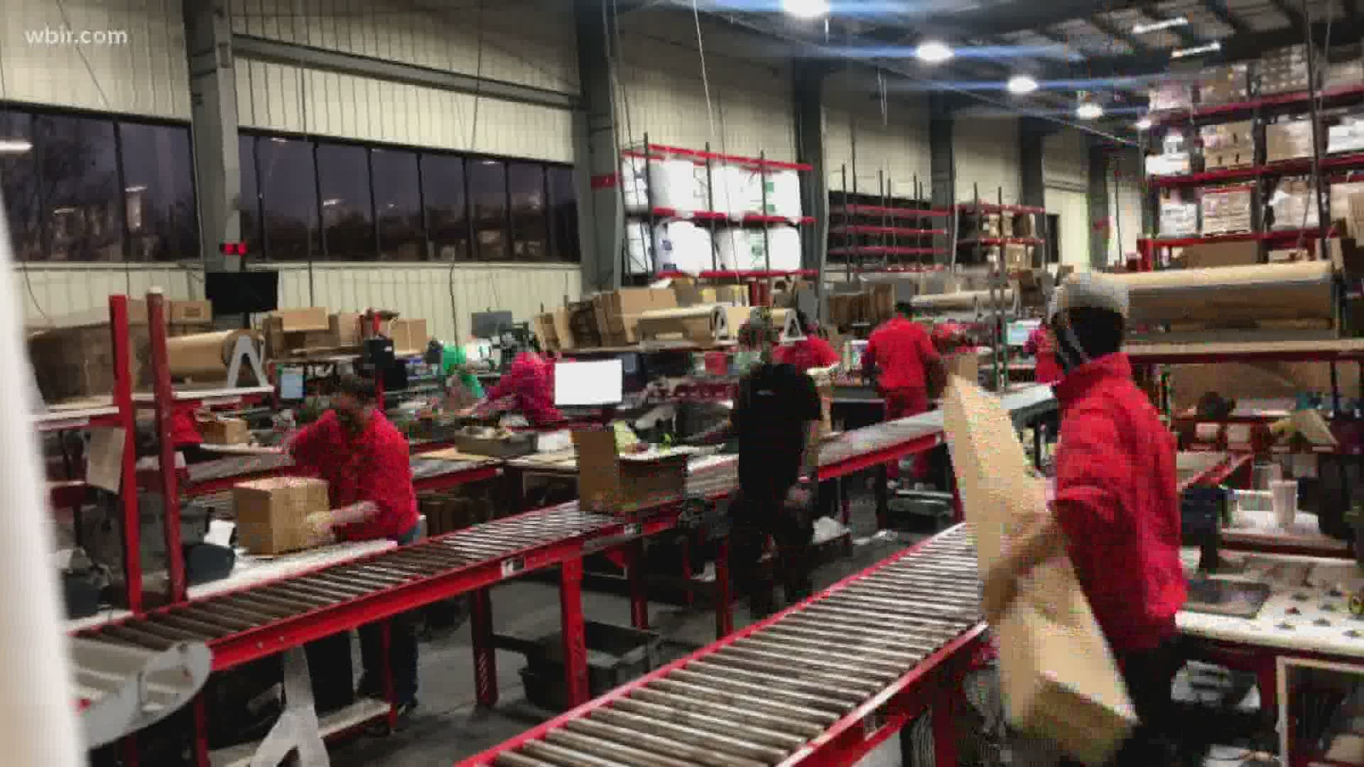 A look inside the Red Stag fulfillment center on Cyber Monday. Nov. 30, 2020-4pm