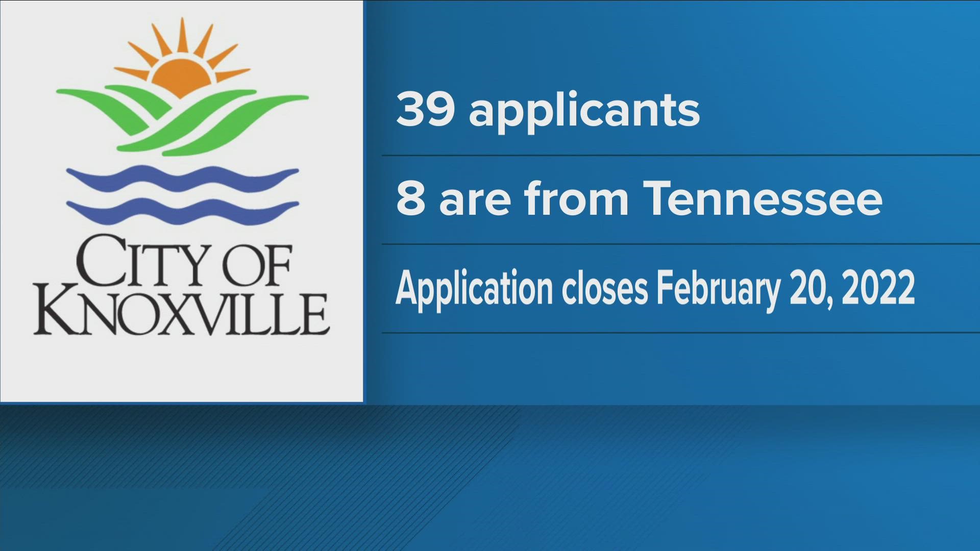 8 of the applicants are from Tennessee and 23 from other states.