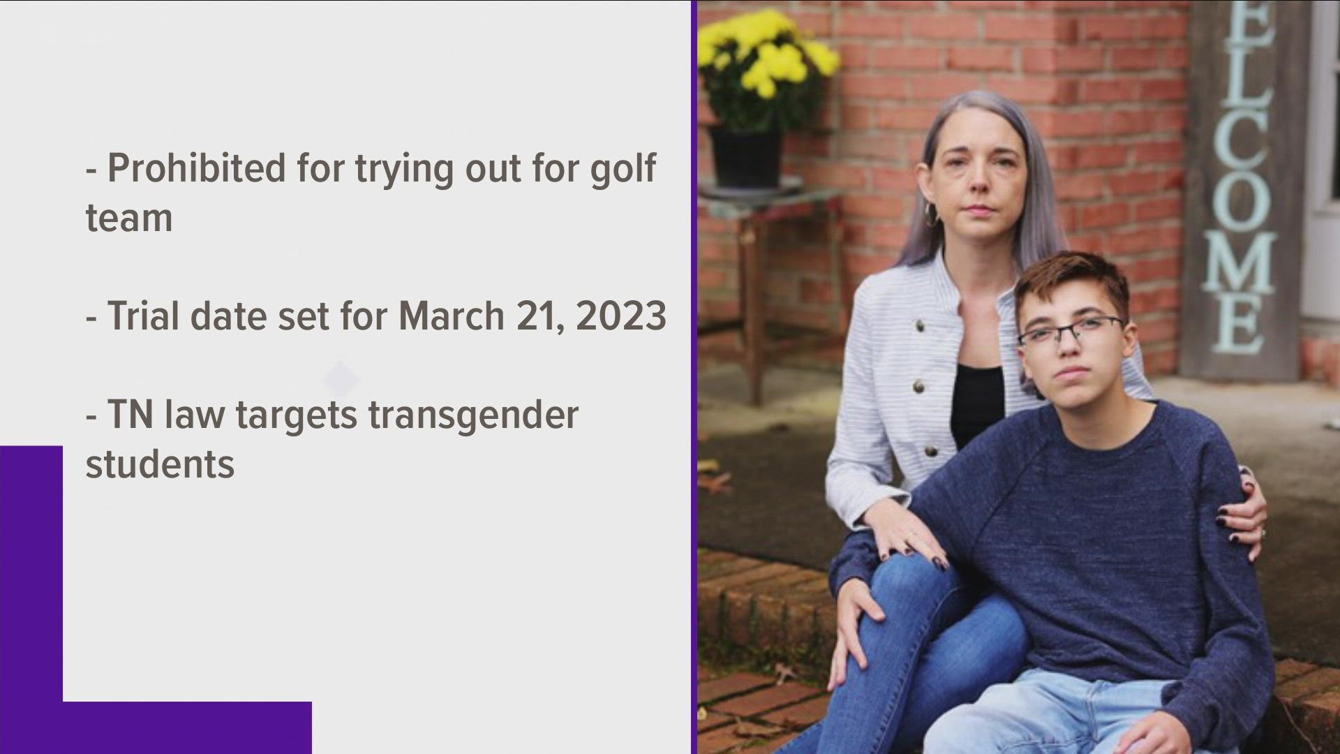 The trial will be on March 21, 2023. It was filed on behalf of a Farragut High School student who was excited to try out for his school's golf team.