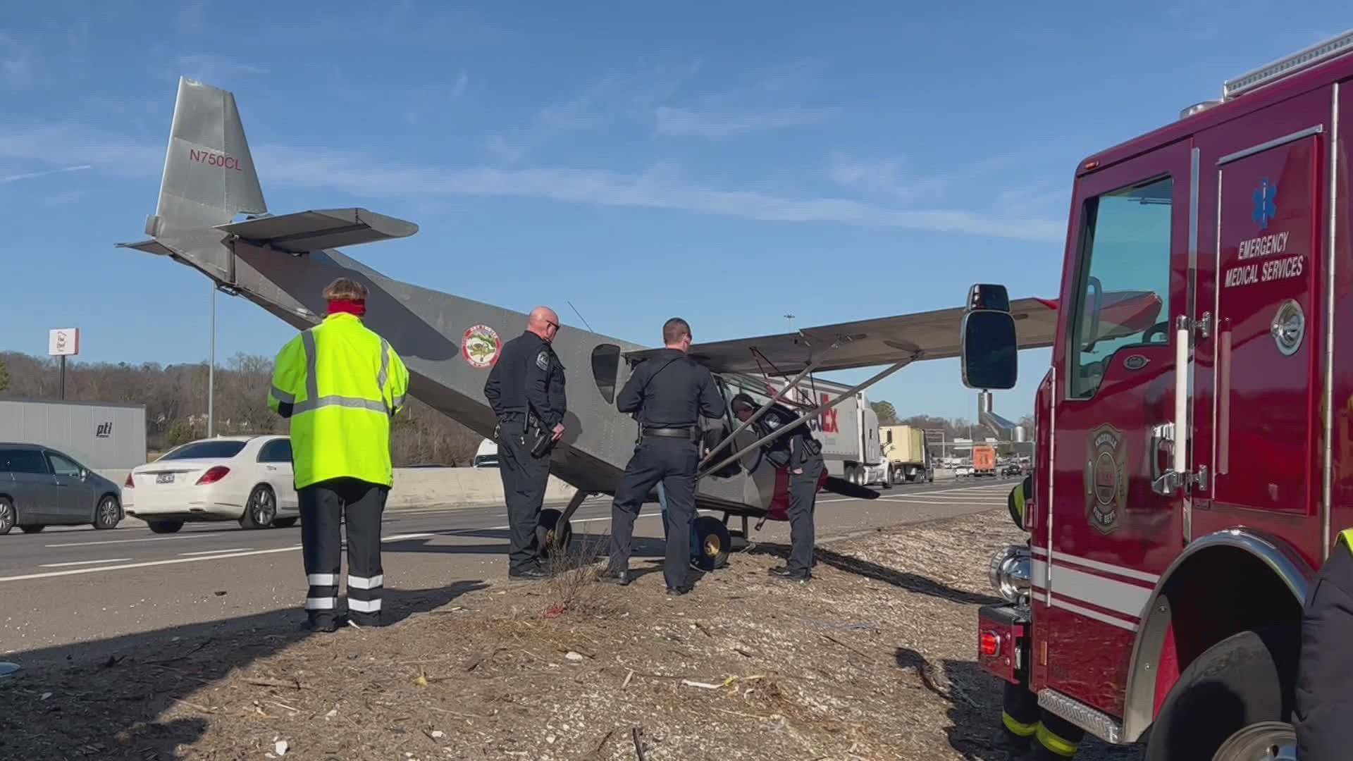 An airplane pilot is safe after making an emergency landing on I-40 East Saturday. No one was hurt, but the impromptu landing caused quite a stir.