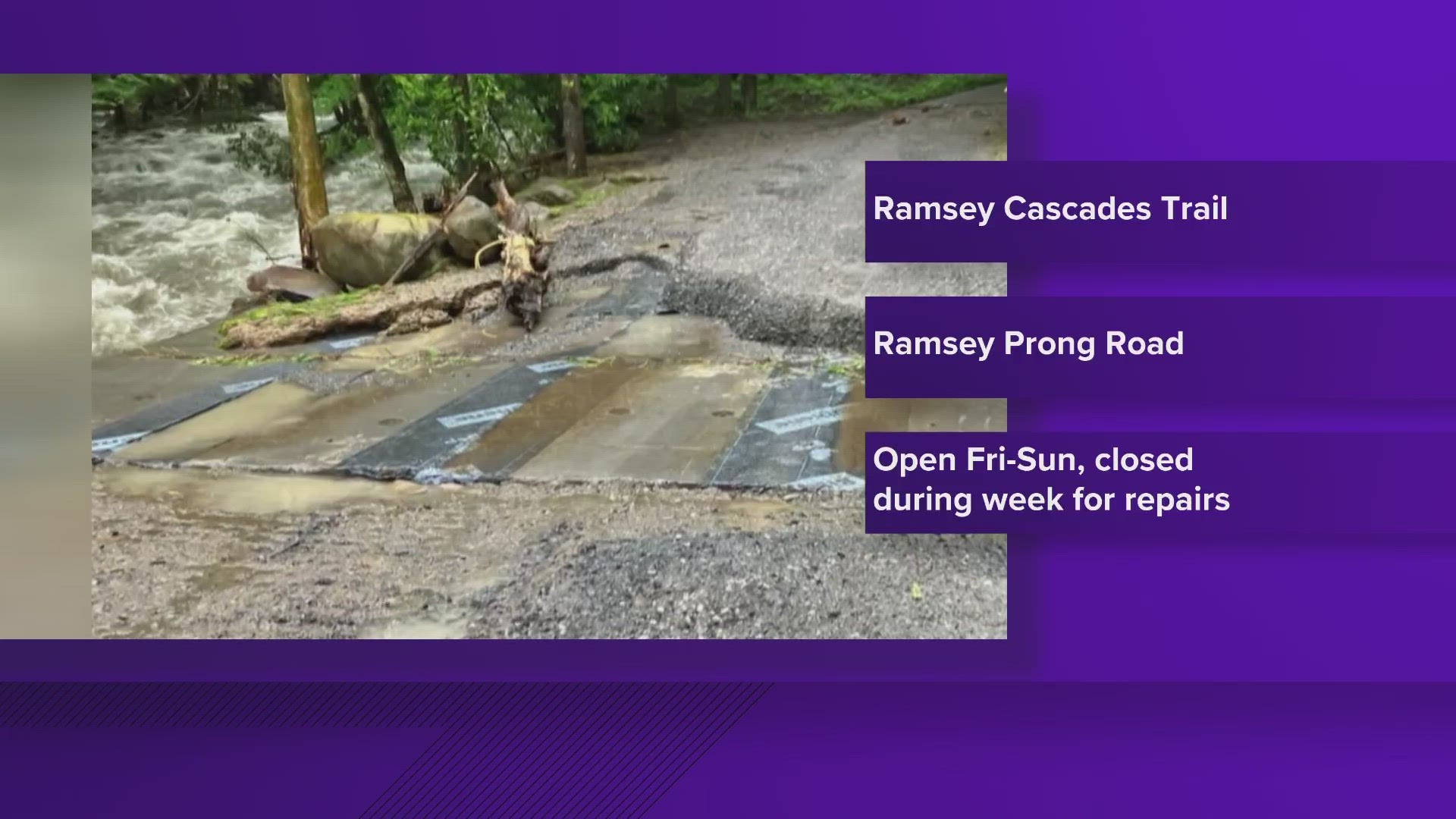 The trail was closed after part of it washed out during a flood event in 2022.