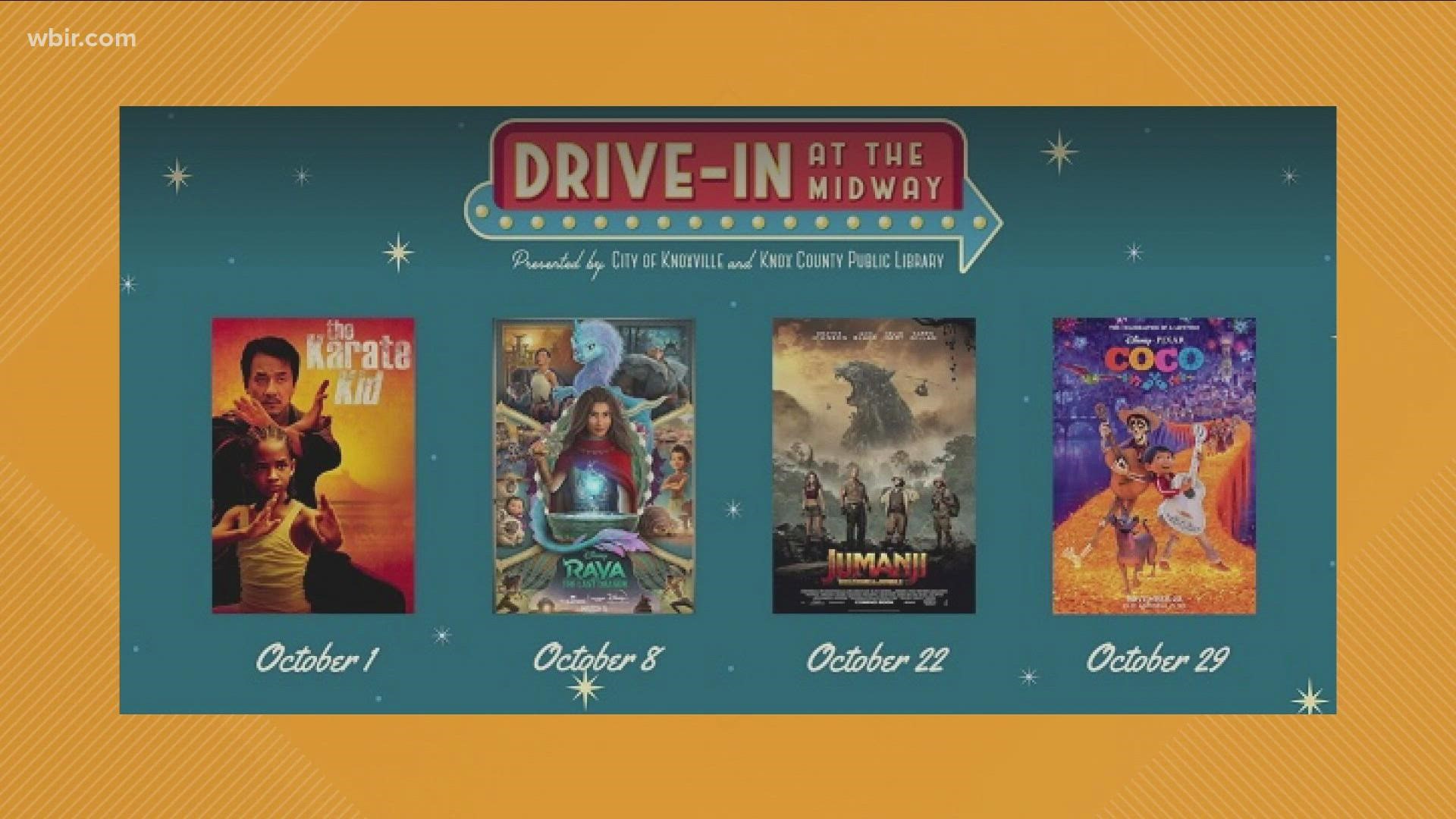 The Knox County Library announces the 4 movies to be shown at Chilhowee park Fridays in October (excluding Oct. 22). Sept 17, 2021-4pm.