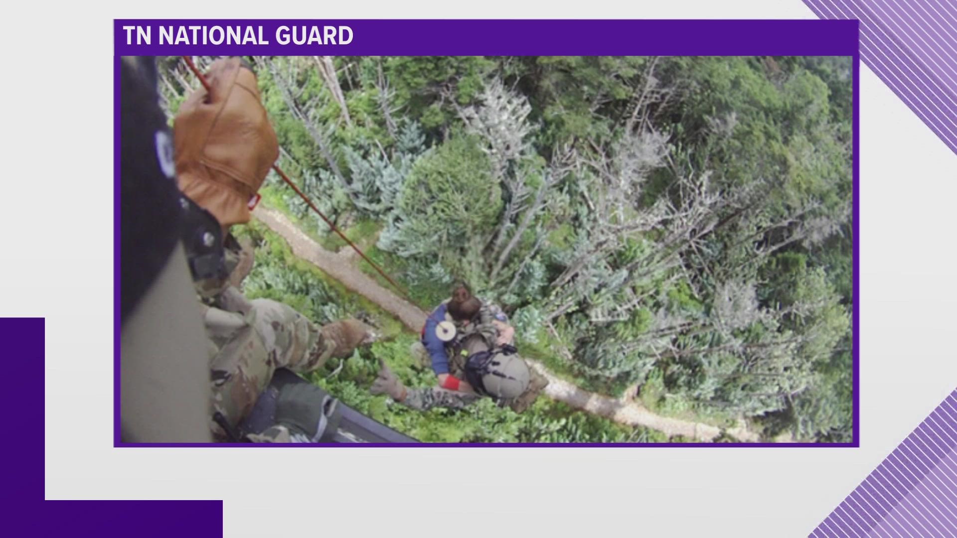 A hiker is safe after flight crews with the Tennessee National Guard rescued her.