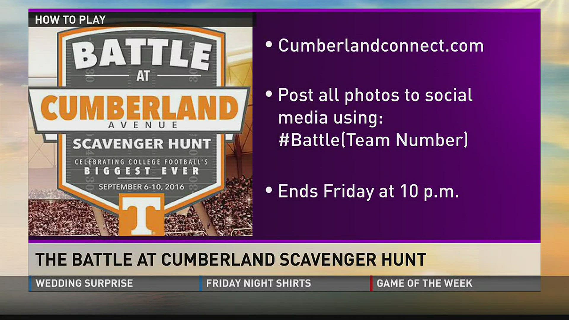 The Battle at Cumberland Avenue Scavenger Hunt started Tuesday.