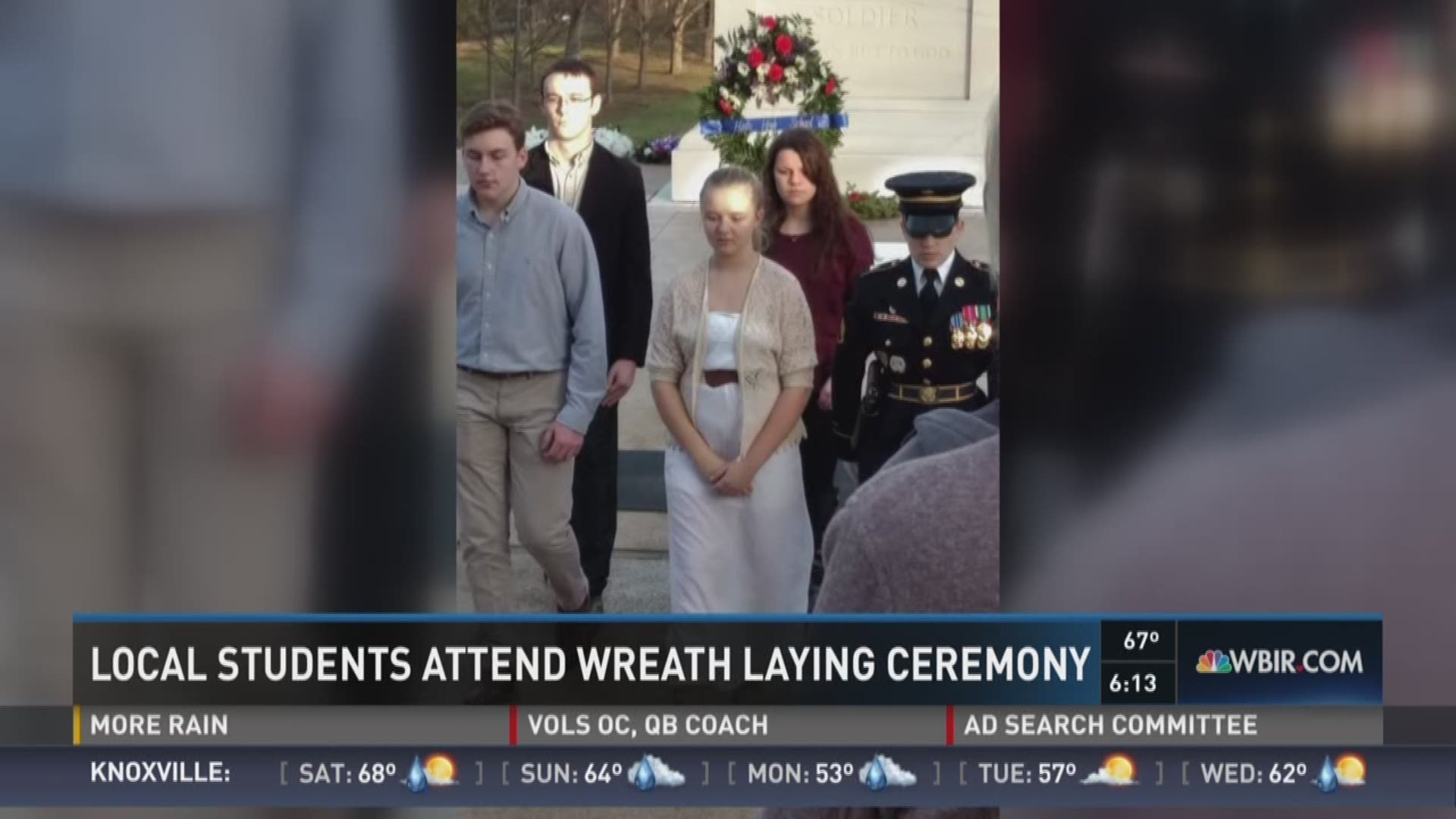 Jan. 20, 2017: East Tennessee students paid their respects to those buried at Arlington National Cemetery by taking place in a wreath laying ceremony at the Tomb of the Unknown Soldier.