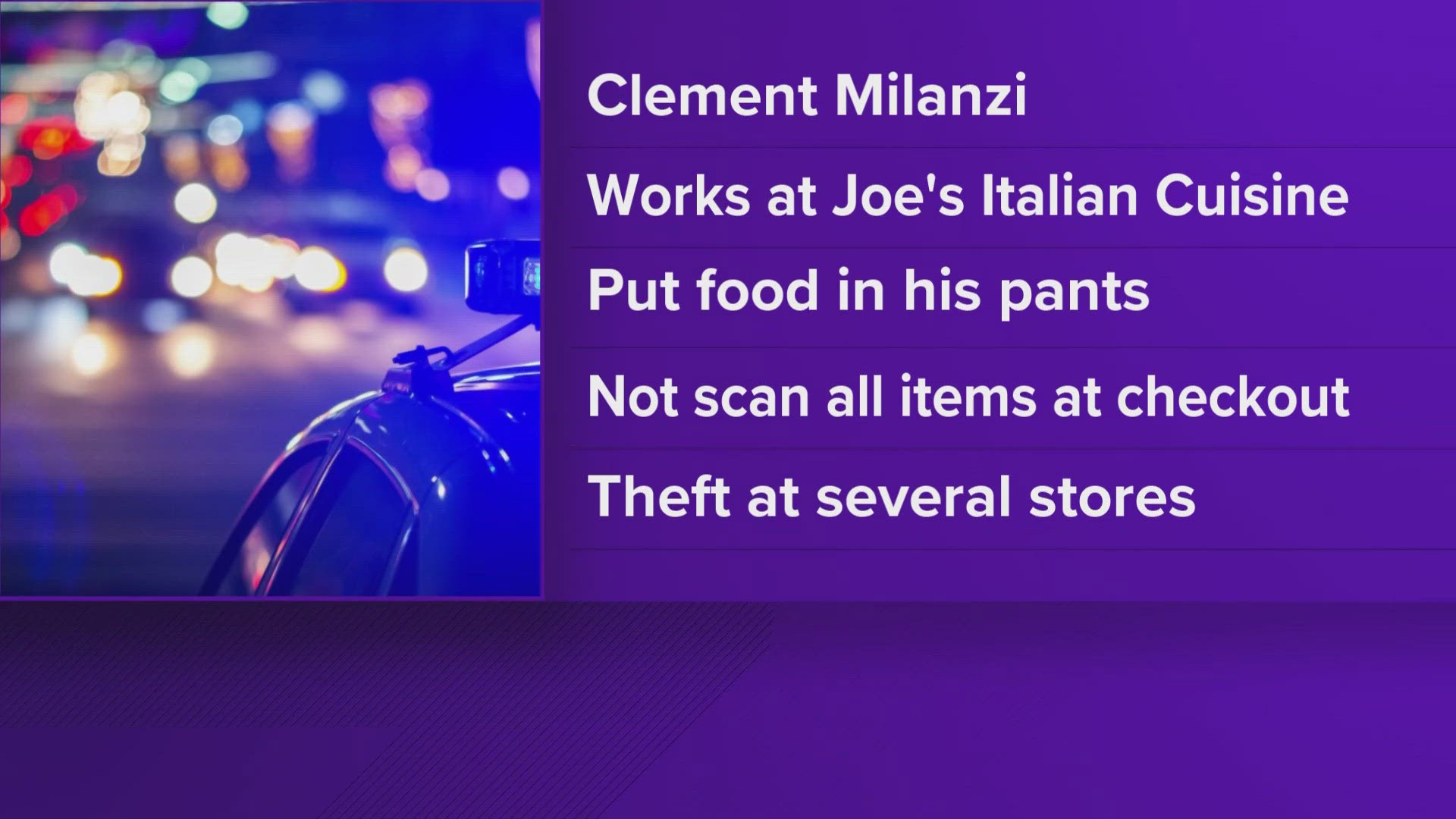 Chef Clement Milanzi, owner of Joe's Italian Cuisine, was arrested Thursday, the Knox County Sheriff's Office said.