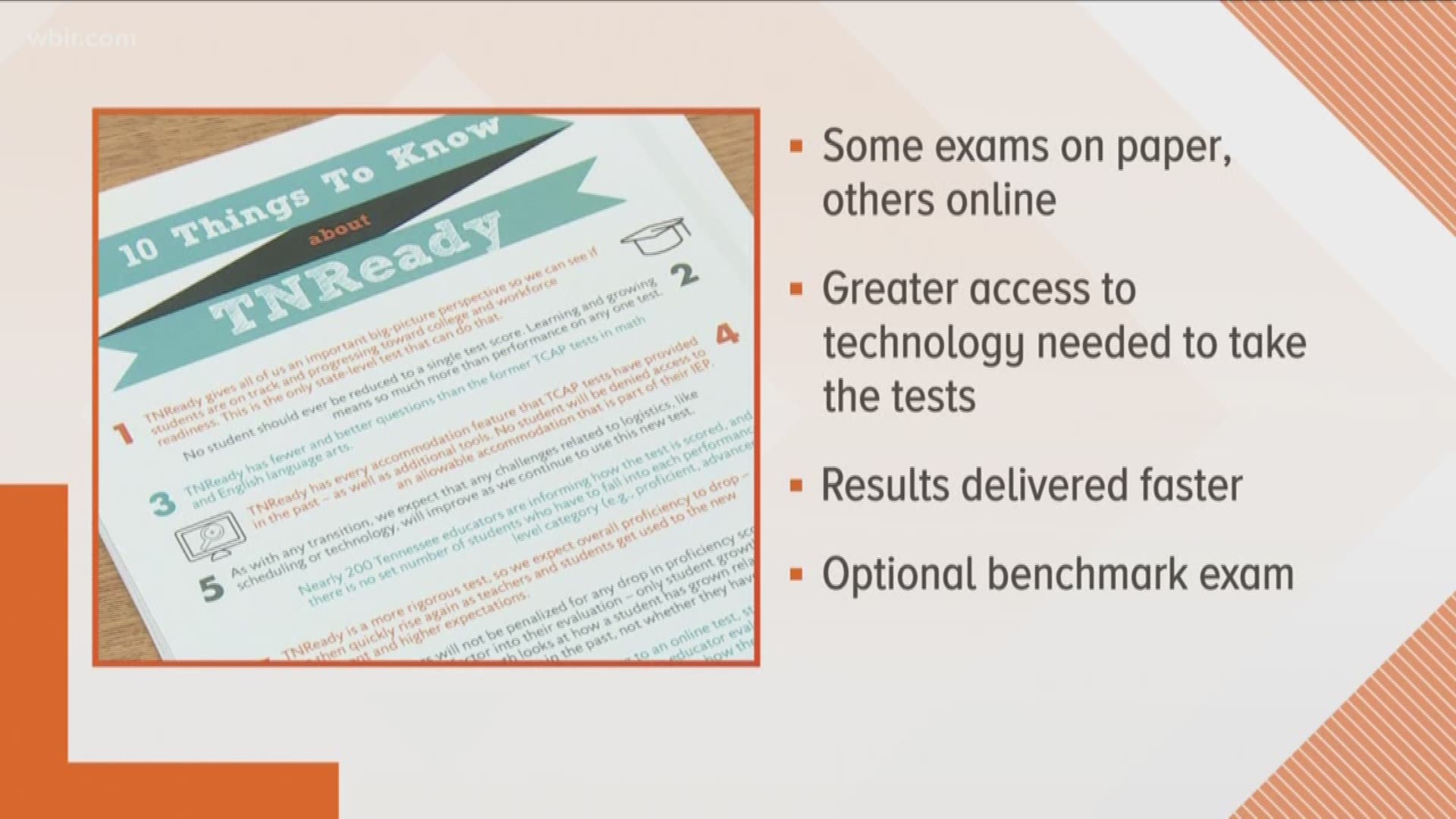 He says delivery of the exams will be based on grade level -- with some tests on paper and others online. Haslam also says districts will have greater access to the technology needed for the tests.
