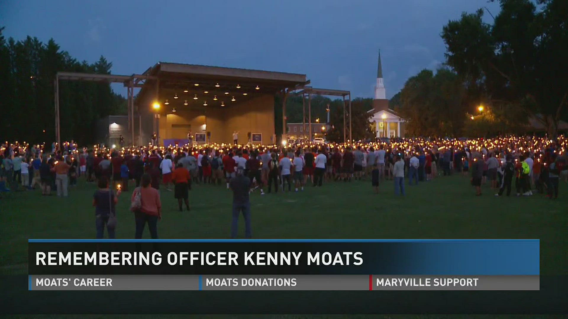 Hundreds of people gathered in Maryville Friday night at a candlelight memorial for fallen Maryville Police Officer Kenny Moats.