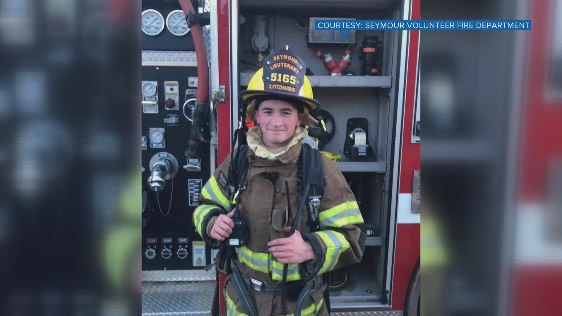 The Seymour Volunteer Fire Department said Saturday that Zachary Fitzharris, a senior airman, had died.