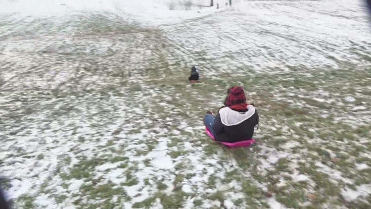 10News Shannon Smith races kid in West Knoxville sledding