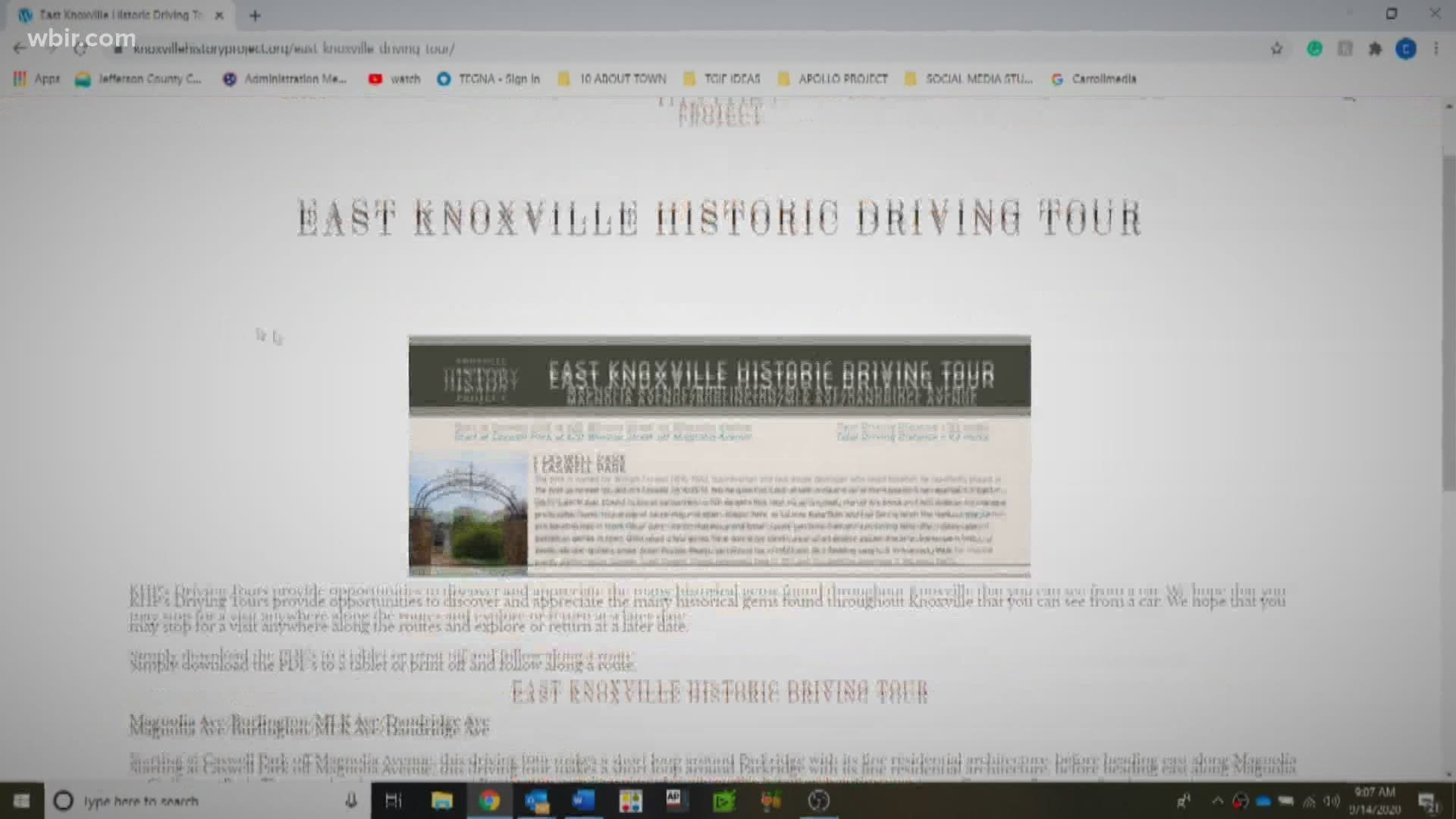 The Knoxville history project is offering free driving tours that you can take on your own or with the family to see the city in a new way. 9/14/20-4pm.