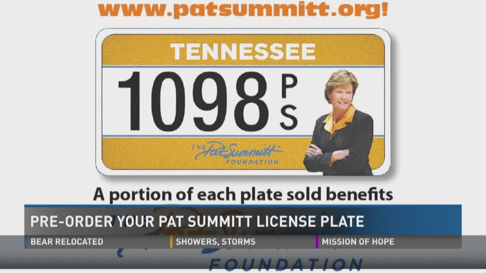 July 5, 2017: The deadline has been extended to pre-order a license plate honoring Coach Pat Summitt.