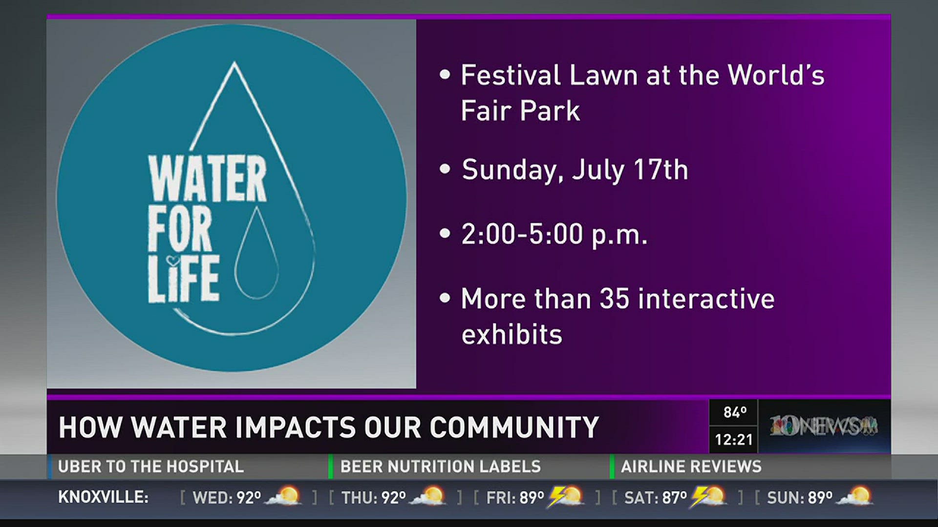The Water for Life Festival Lawn at World's Fair Park runs from 2-5 p.m. Sunday.