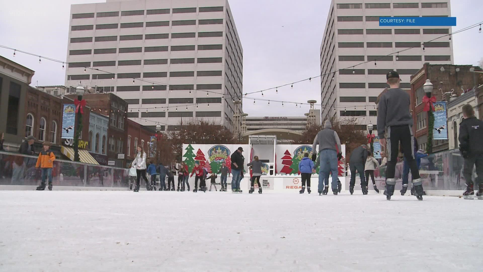 Crews are working to set up one of Knoxville's beloved holiday traditions — the Holidays on Ice skating rink.