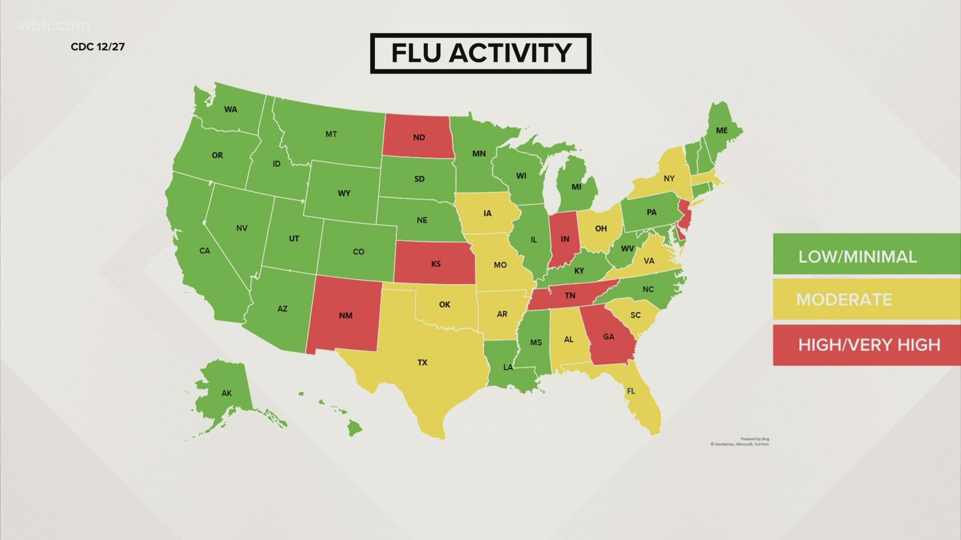 Flu activity high in Tennessee