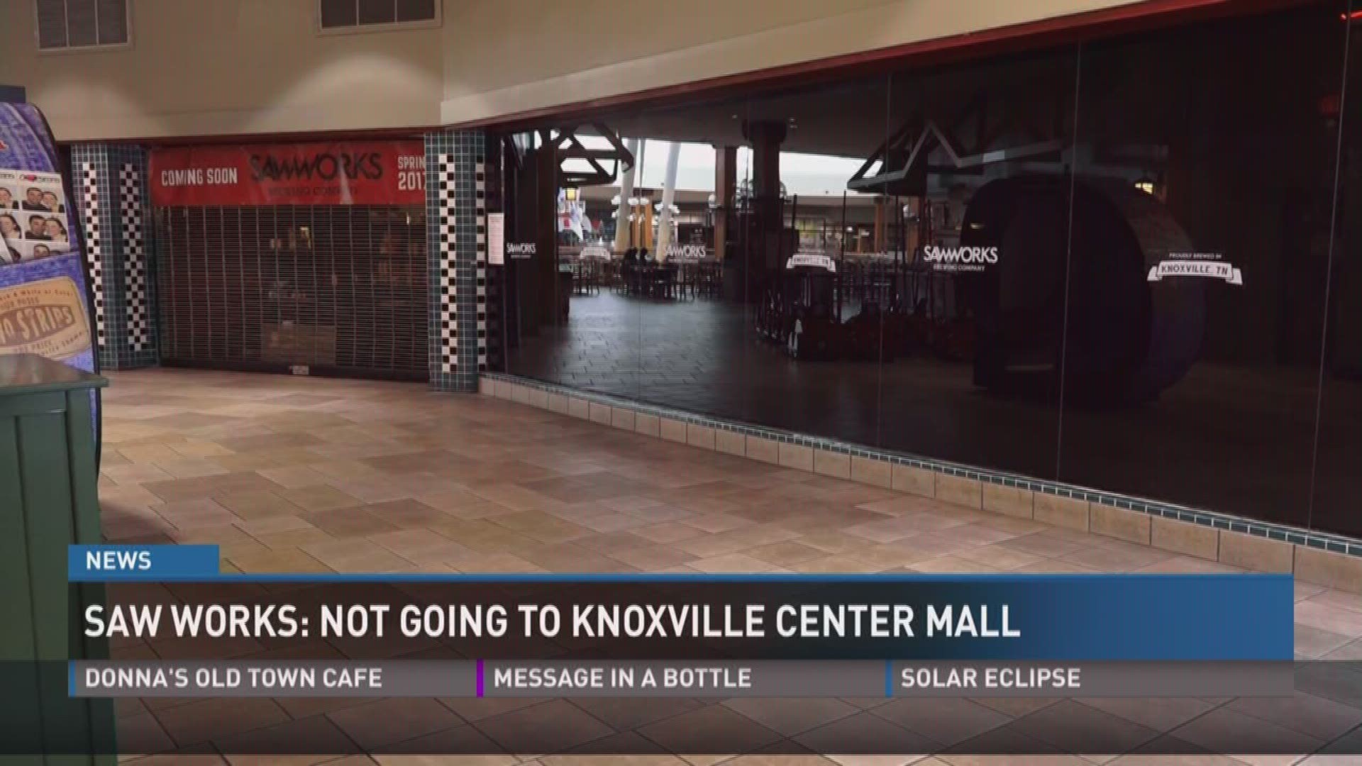 July 21, 2017: The founder of Saw Works Brewing says they will not open a tasting room inside Knoxville Center Mall, but mall owners say the plans are still moving forward.