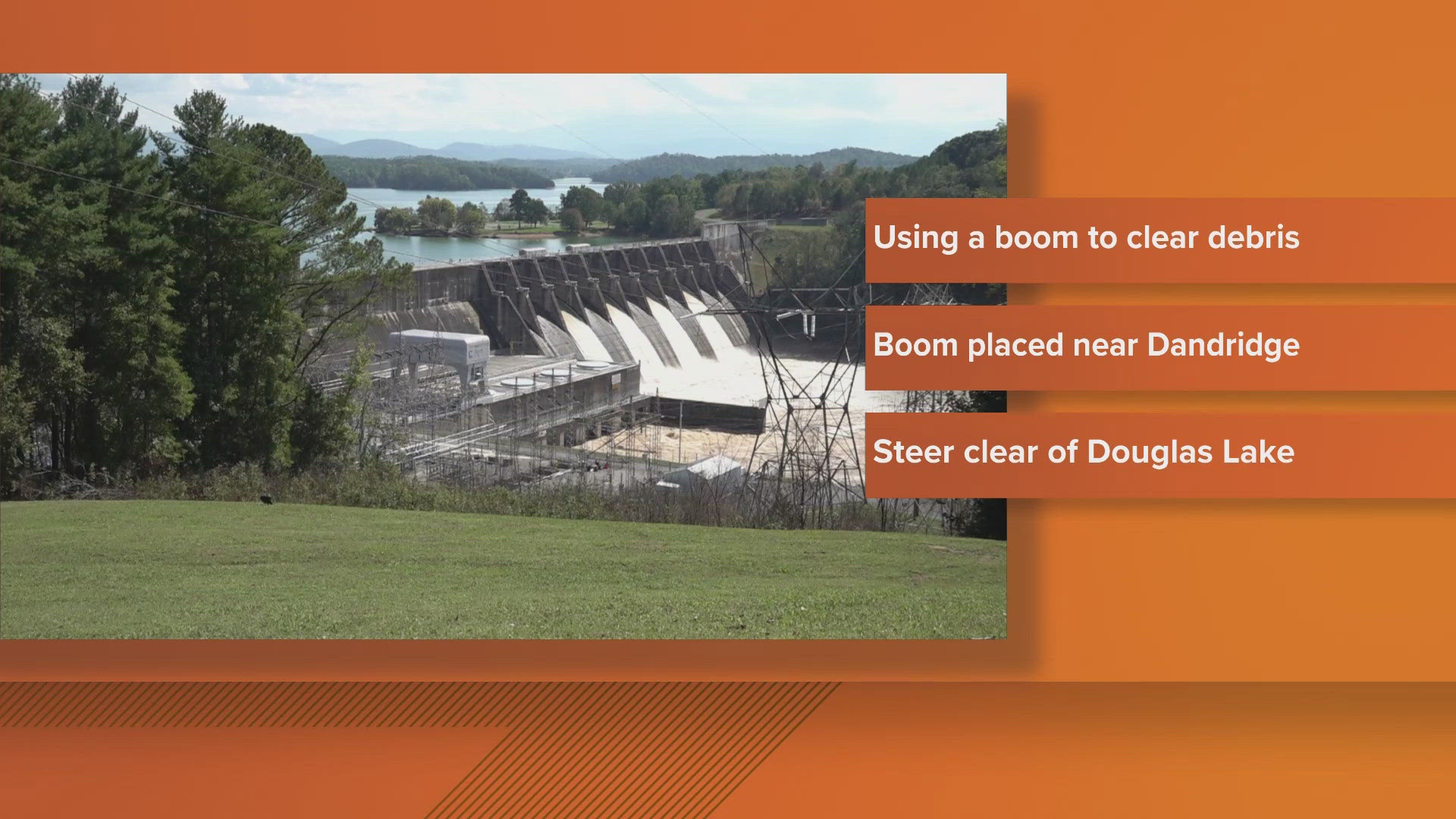 A large field of floating debris has accumulated in Douglas Reservoir in Sevier and Jefferson counties after Hurricane Helene, according to the TWRA.