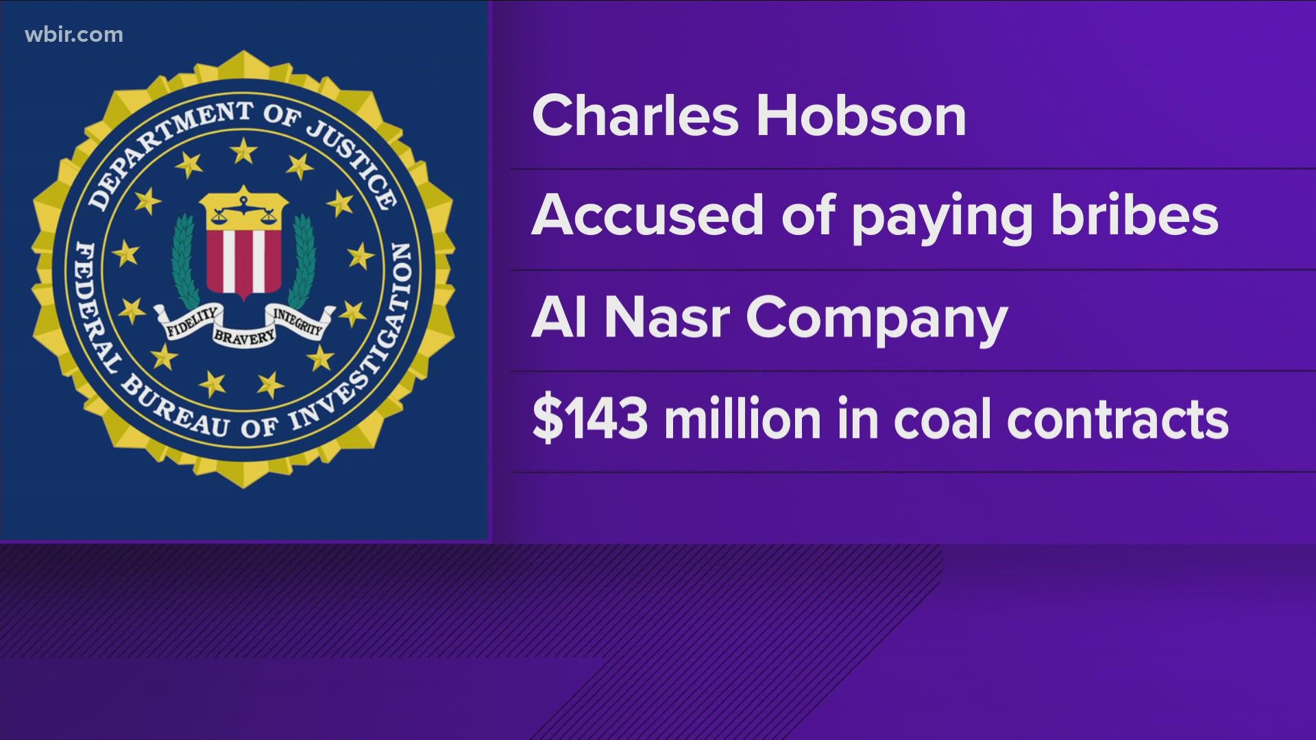 Charles Hobson is accused of bribing government officials in Egypt $143 million in coal contracts.